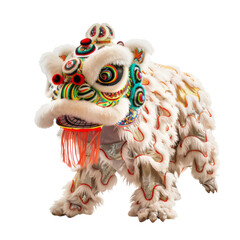 China lion dance isolated on transparent or white background