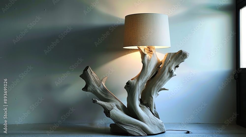 Wall mural unique driftwood lamp design that adds a rustic and natural touch to any room decor, perfect for enh