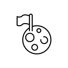 Moon landing outline icons, minimalist vector illustration ,simple transparent graphic element .Isolated on white background