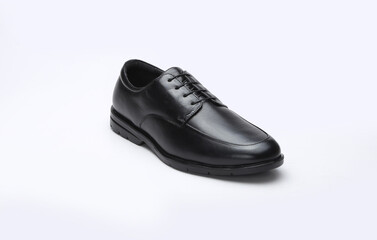 party wear or office wear black formal shoes pair isolated	on white background