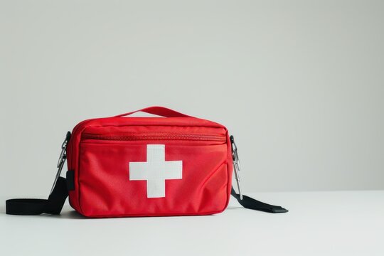 First aid supplies on white backdrop