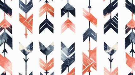 Fototapeta premium A colorful pattern of arrows is displayed on a white background