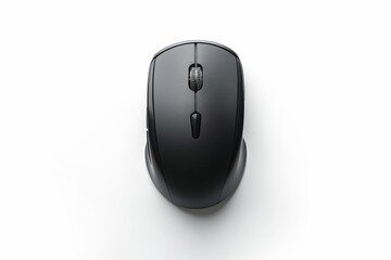 Overhead view of wireless mouse on white background
