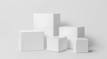 White box packaging set on white background with space for text