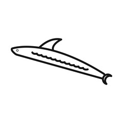 Bait Fishing Minnow icon Black line art vector logo