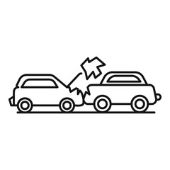 car accident icon Black line art vector logo