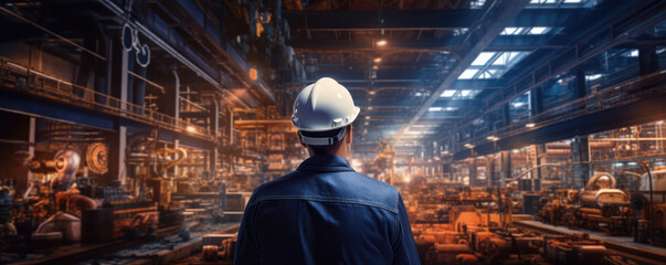 Industry workers in warehouse. banner