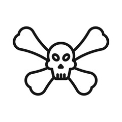Crossbones skull icon Black line art vector logo