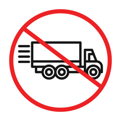 forbidden fast truck icon Black line art vector logo