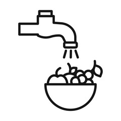 Fruits Washing icon Black line art vector logo