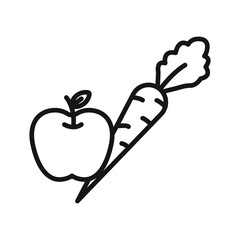 Fruits and vegetables icon Black line art vector logo
