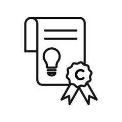 Intellectual property and copyright icon Black line art vector logo