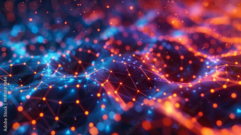 Poster abstract digital network with glowing points