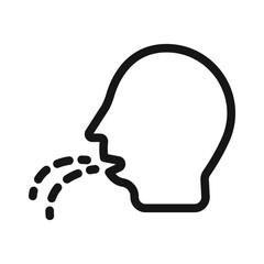 man coughs icon Black line art vector logo