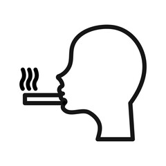 man smoking cigarette icon Black line art vector logo