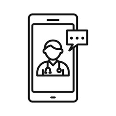 online medical consultation icon Black line art vector logo