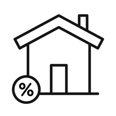 Rate for mortgage icon Black line art vector logo