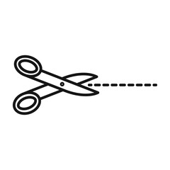 Scissors trim cut icon Black line art vector logo