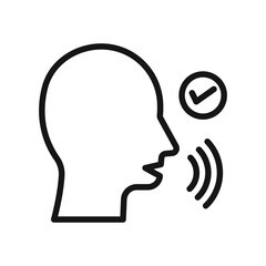 Voice recognition icon Black line art vector logo