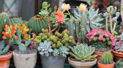 Blooming Flowers of Succulents and Cacti