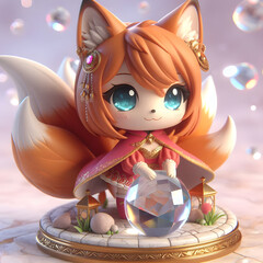 Chibi Fox with a Crystal Ball