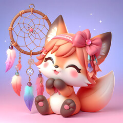 Chibi Fox with a Dream Catcher