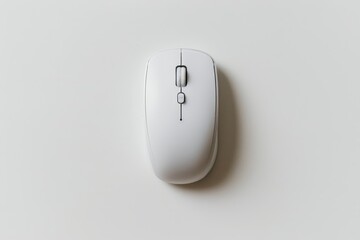 White wireless mouse on white background top view