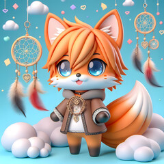 Chibi Fox with a Dream Catcher