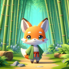 Chibi Fox in a Bamboo Forest