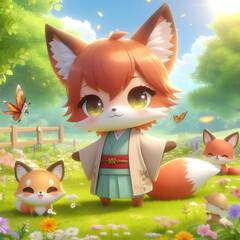 Chibi Fox and the Autumn Forest