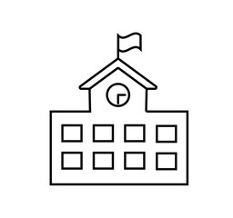 School building line vector icon 
