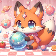 Chibi Fox with a Crystal Ball