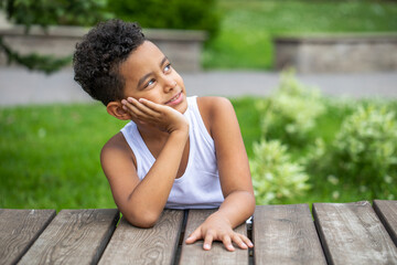 Close up portrait of a young beautiful african boy