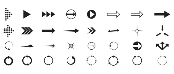 Set of Arrow icon, vector, silhouette. Arrow vector collection flat style isolated on white background. Modern simple Arrow icons. Vector illustration.