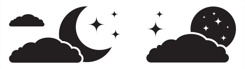 moon icon. simple moon and star icon vector illustration