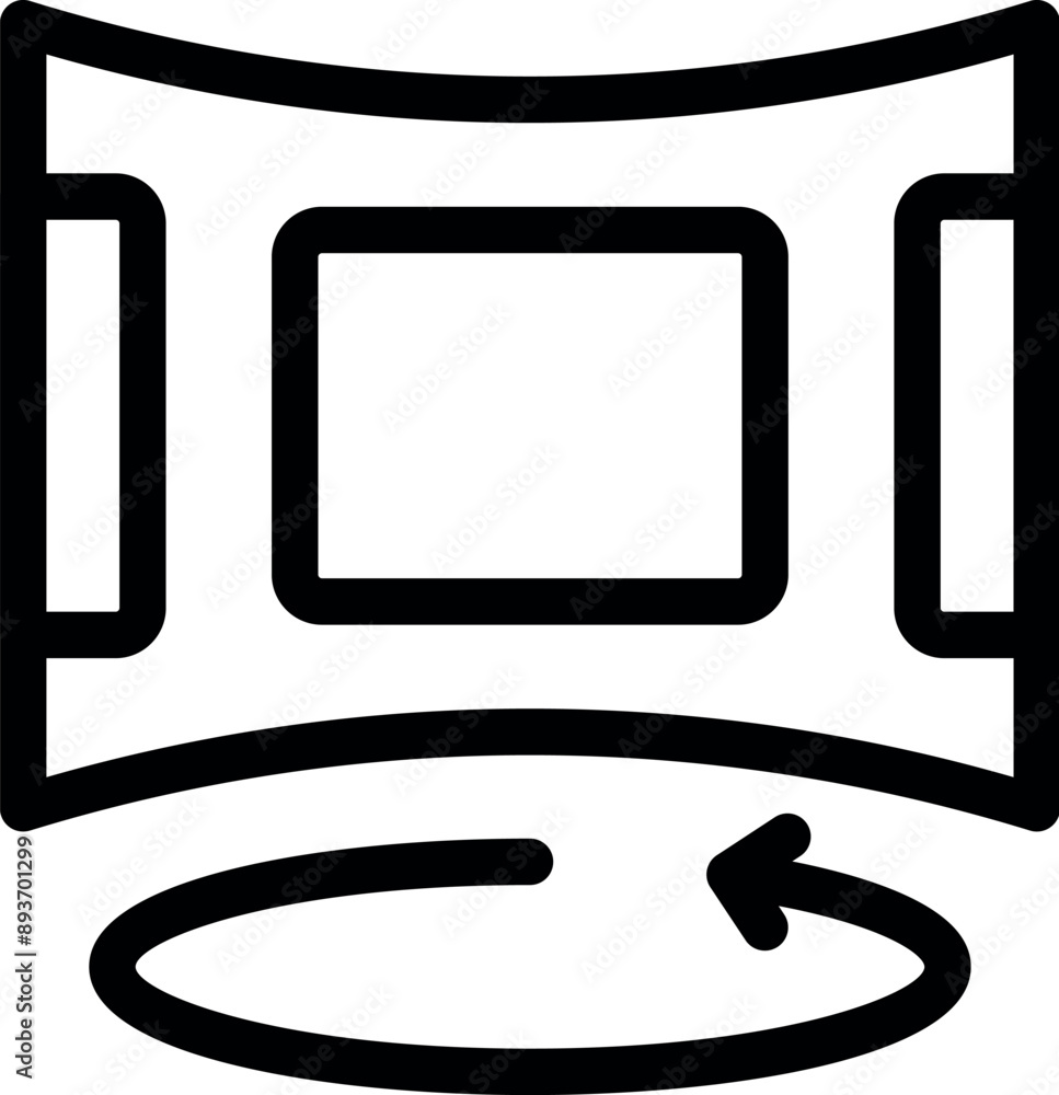 Poster symbol representing augmented reality technology, showing a panoramic view with a 360 degree rotatio