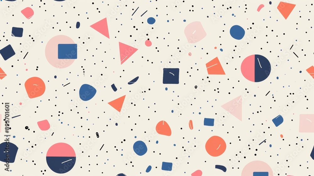 Aufkleber a colorful pattern of shapes and circles on a white background