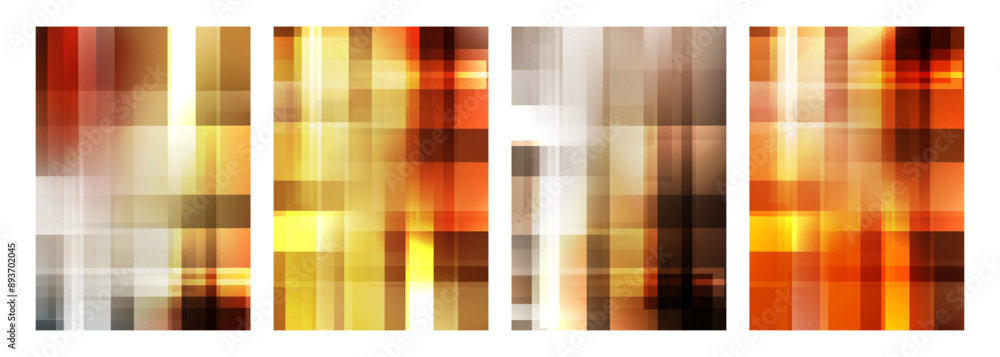 Aufkleber Autumn colors. Defocused bright colored abstract backgrounds with vertical and horizontal dynamic lines. Blurred vibrant color gradients for Fall season creative graphic design. Vector illustration.