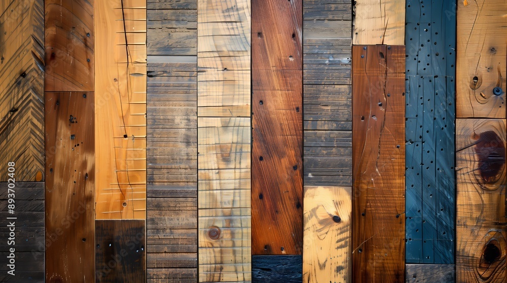 Poster a reclaimed wood background with various types adds warmth and character to any space.