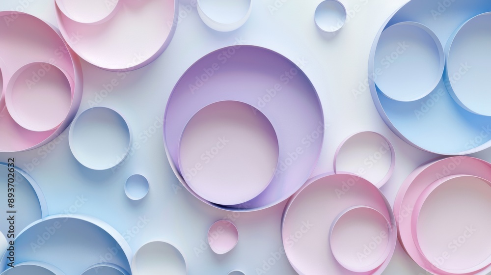 Poster a colorful abstract design of circles and squares made of paper