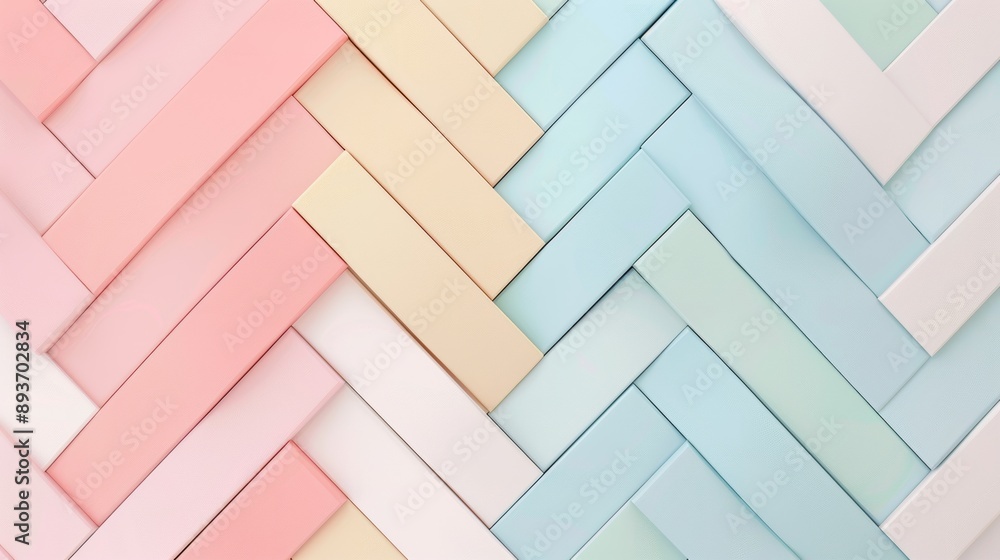 Poster a colorful pattern of pink, yellow, and blue blocks arranged in a zigzag pattern