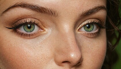 Fototapeta premium Close-up photo of a green eyes of a woman.Fashion style.Natural skin imperfections.