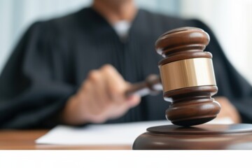 Judge Using Gavel in Courtroom