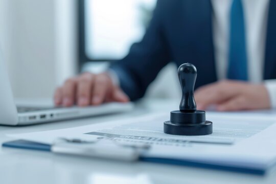 Businessman Preparing Documents for Approval