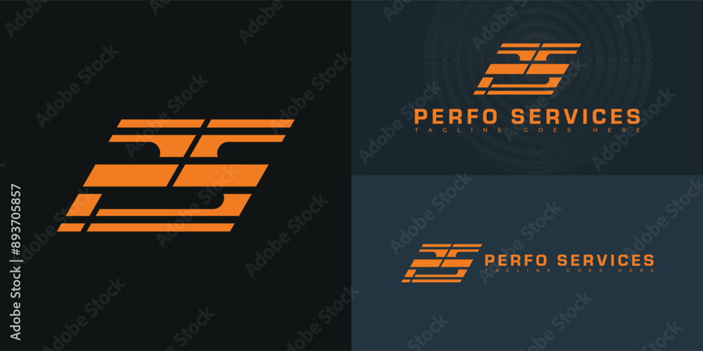 Poster abstract initial letter ps or sp in orange color isolated on multiple background colors. the logo is