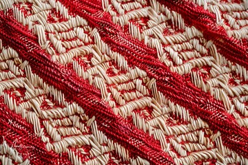 Red and White Woven Fabric