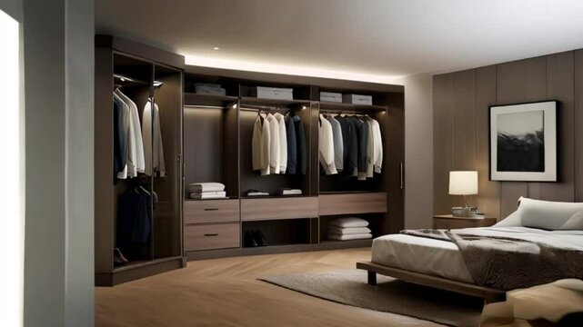 Wardrobe with aesthetic wooden wardrobe