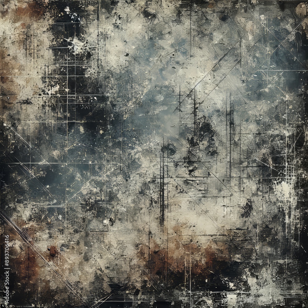 Poster abstract 3d grunge texture with chaotic lines and distressed details
