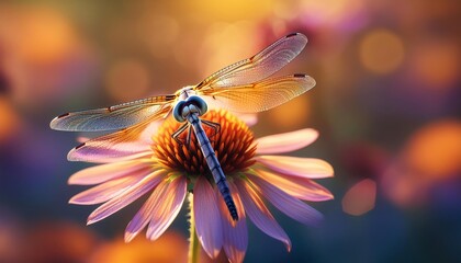 dragon fly on top of flower