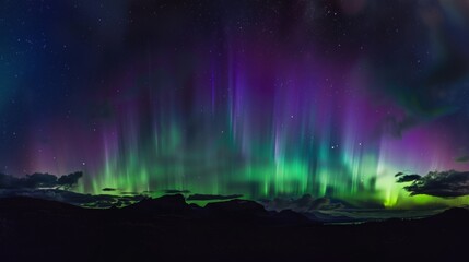 Fototapeta premium A beautiful night sky with a purple aurora